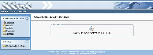 Startseite Adminbereich