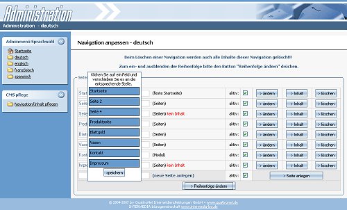 Adminbereich Reihenfolge der Navigation &auml;ndern